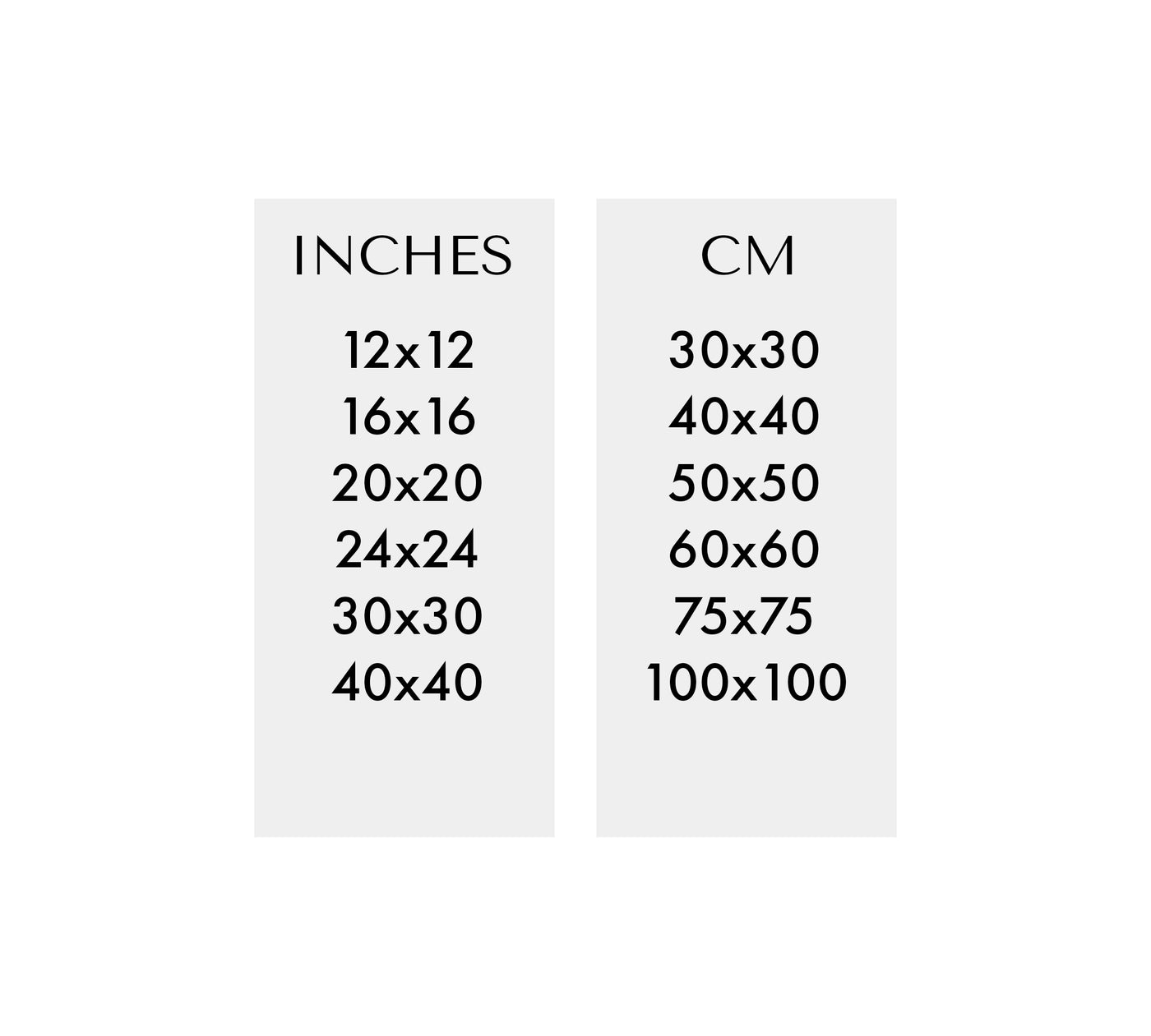 Art print sizes - Inches to cm conversion chart | Cattie Coyle Photography