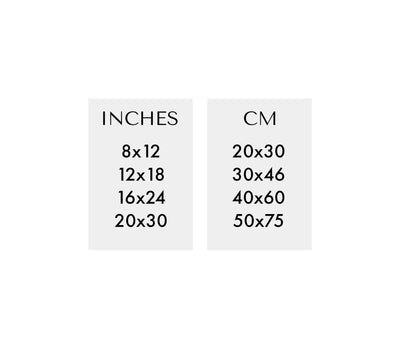 Art print sizes - Inches to cm conversion chart | Cattie Coyle Photography