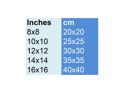 8x8 - 16x16 Inches to cm conversion table Cattie Coyle Photography