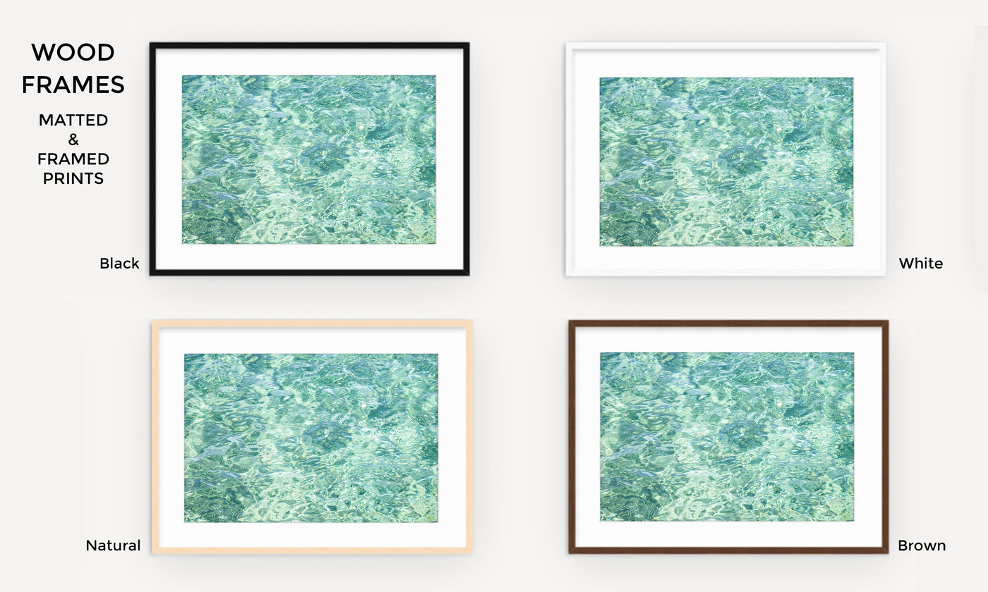Framed mint green abstract water fine art prints by Cattie Coyle Photography