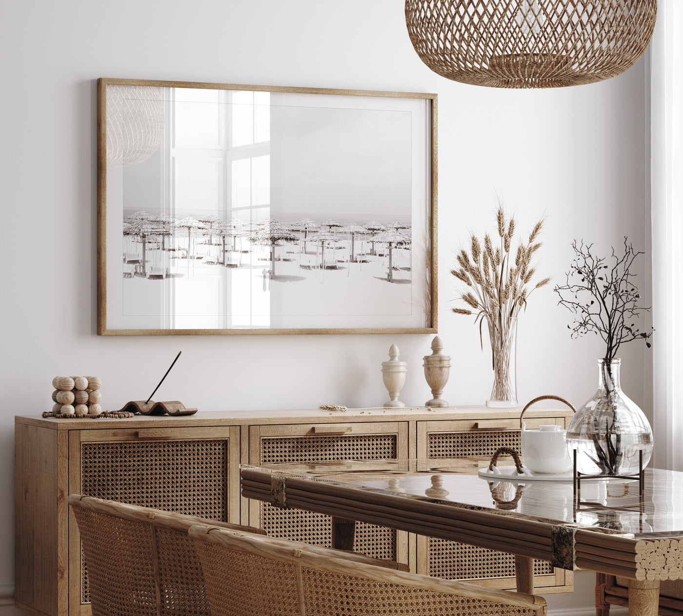 Beach Days – Black and white coastal art print by Cattie Coyle Photography in dining room