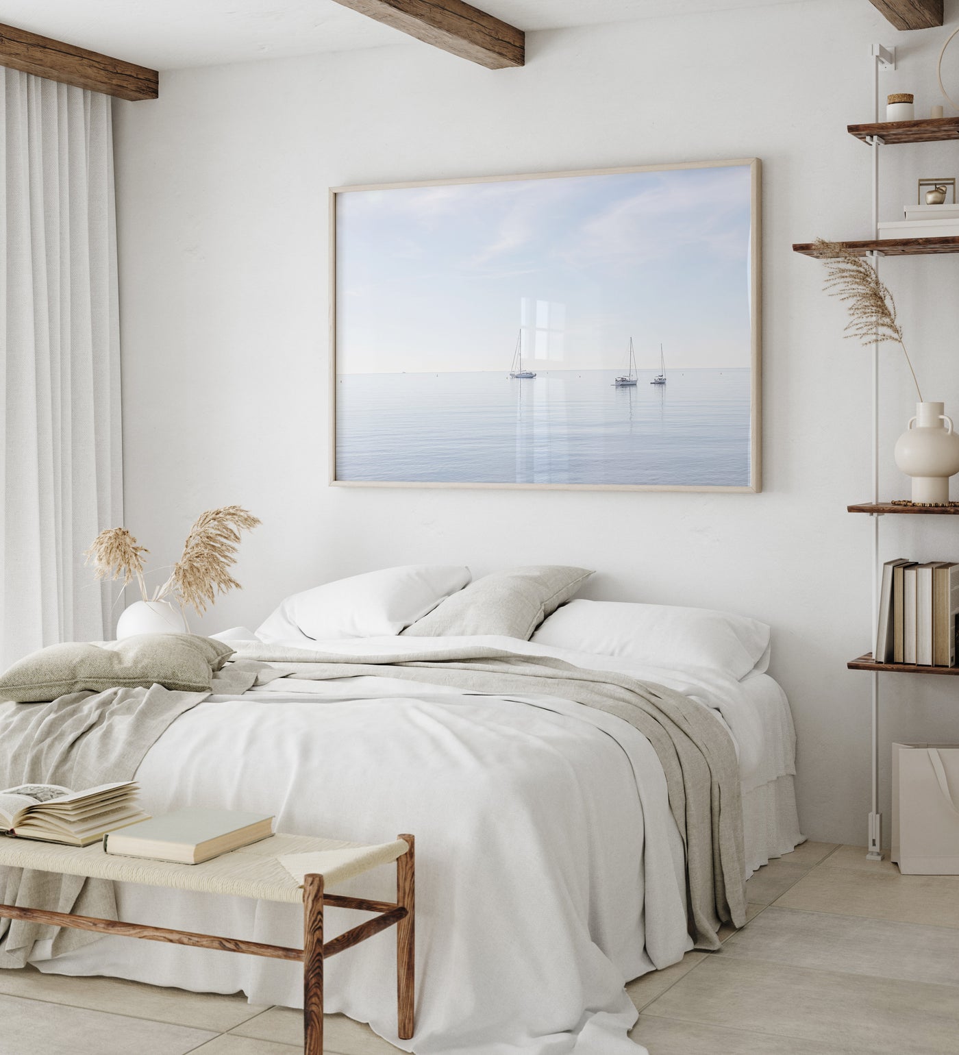 Boats No 6 - Fine art print by Cattie Coyle Photography in bedroom