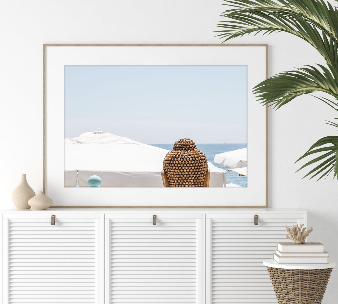 Buddha wall art by Cattie Coyle Photography on dresser