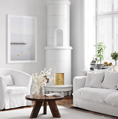 Calm Water - Peaceful wall art by Cattie Coyle Photography in Scandinavian living room