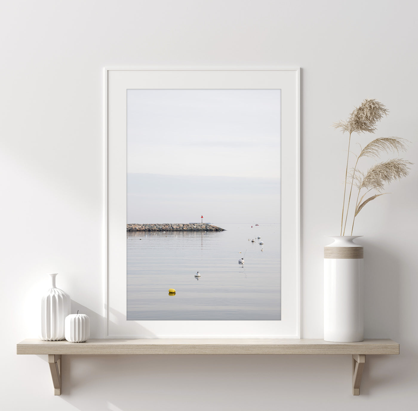 Peaceful wall art by Cattie Coyle Photography: Calm Water on shelf