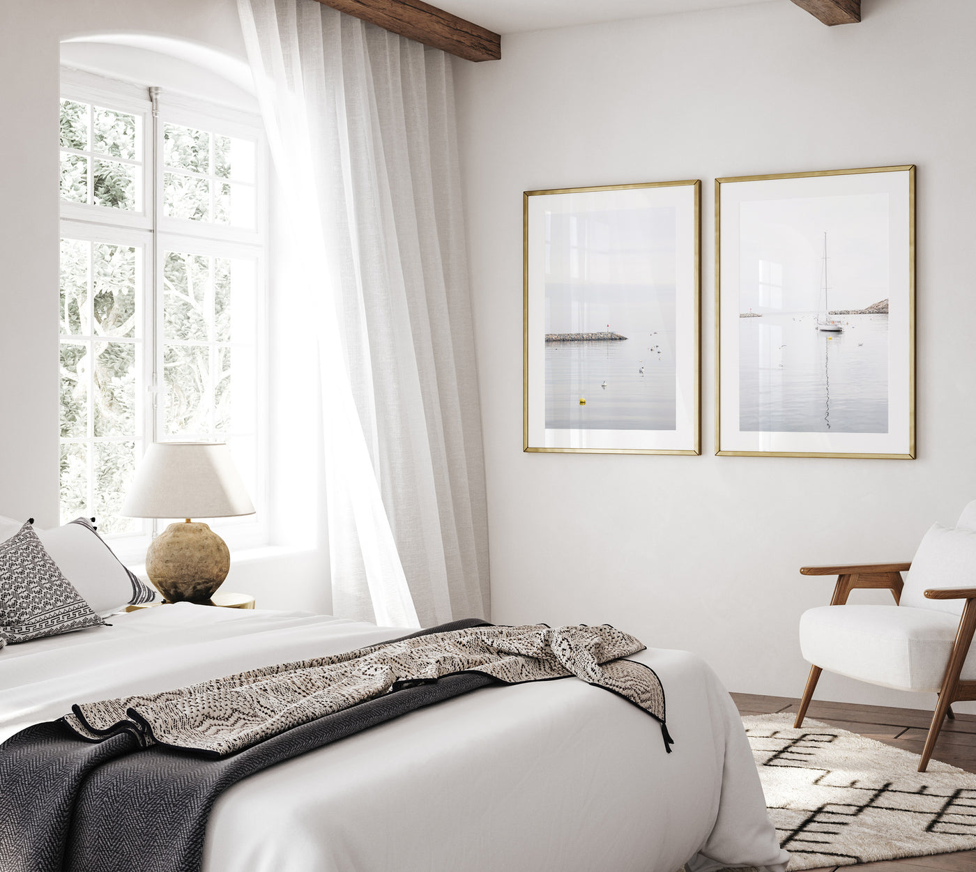 Calm Water and Morning in the Harbor - Peaceful wall art by Cattie Coyle Photography in bedroom
