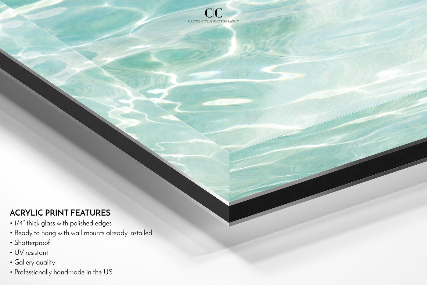 Caribbean Sea – Closeup detail of large acrylic wall art by Cattie Coyle Photography