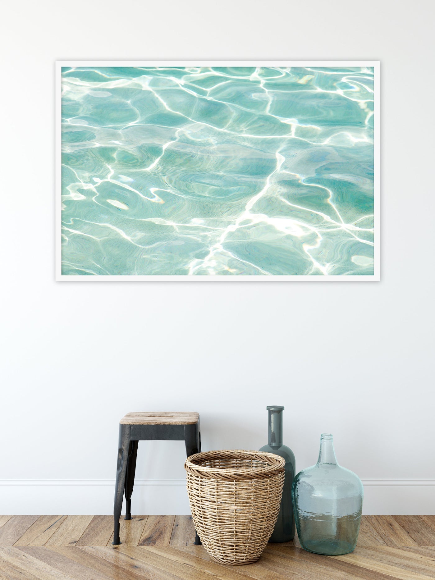 Caribbean Sea - Turquoise abstract art print by Cattie Coyle Photography in entryway