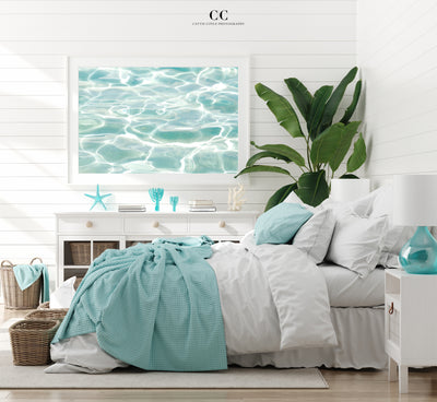 Caribbean Sea - Large fine art print by Cattie Coyle Photography in beach house bedroom