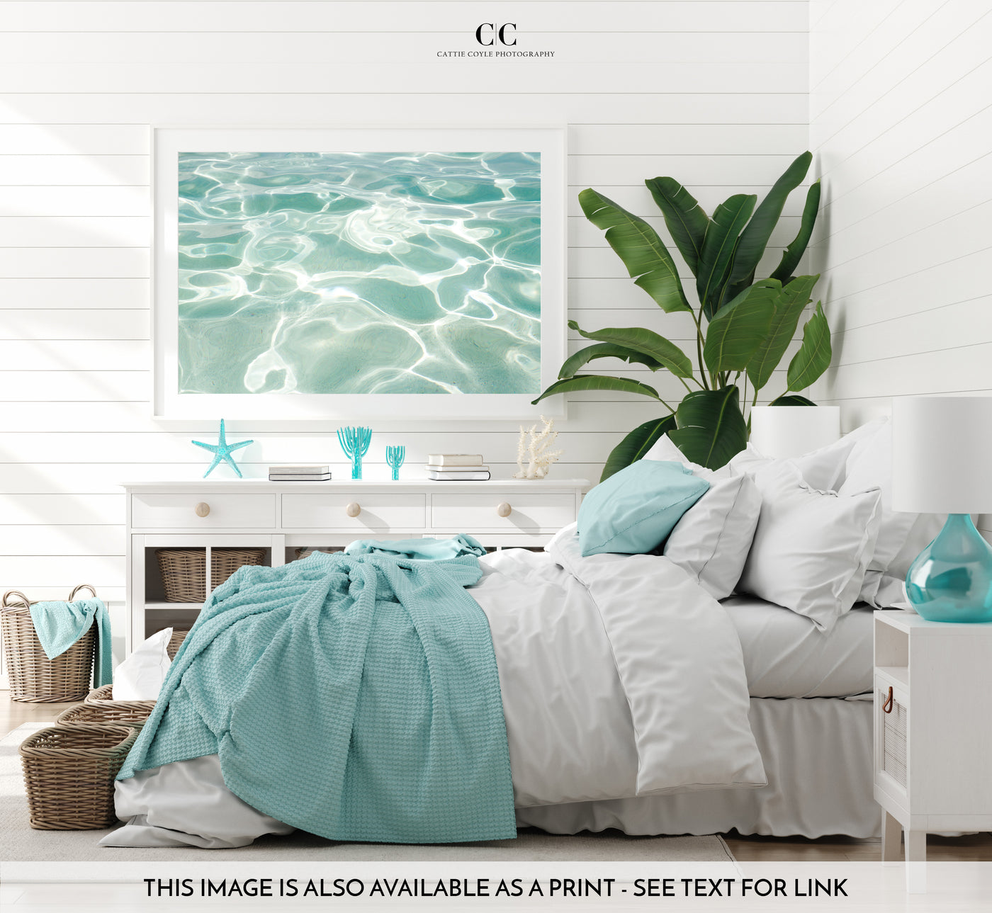 Caribbean Sea - Large fine art print by Cattie Coyle Photography in beach house bedroom