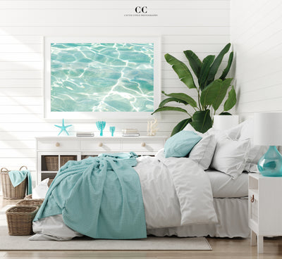 Caribbean Sea - Large fine art print by Cattie Coyle Photography in beach house bedroom