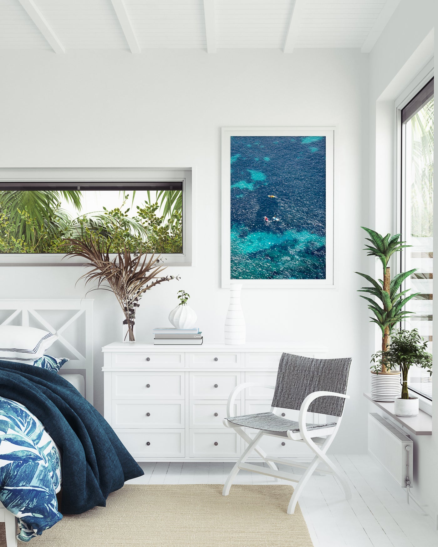 Cote d'Azur - Birds eye view photography art print by Cattie Coyle Photography in bedroom
