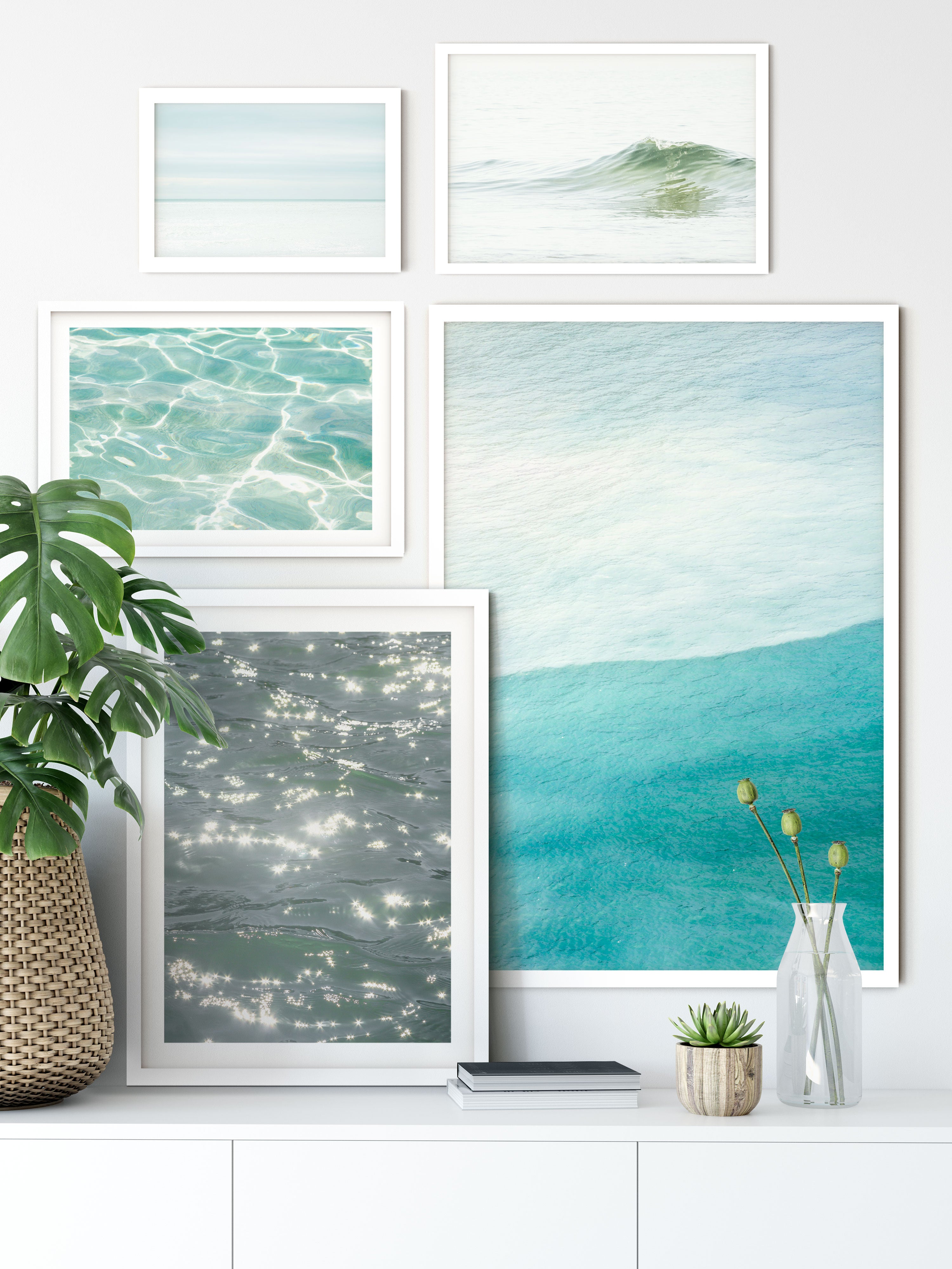 Gallery Wall Set of 5 Ocean Art Prints by Cattie Coyle Photography