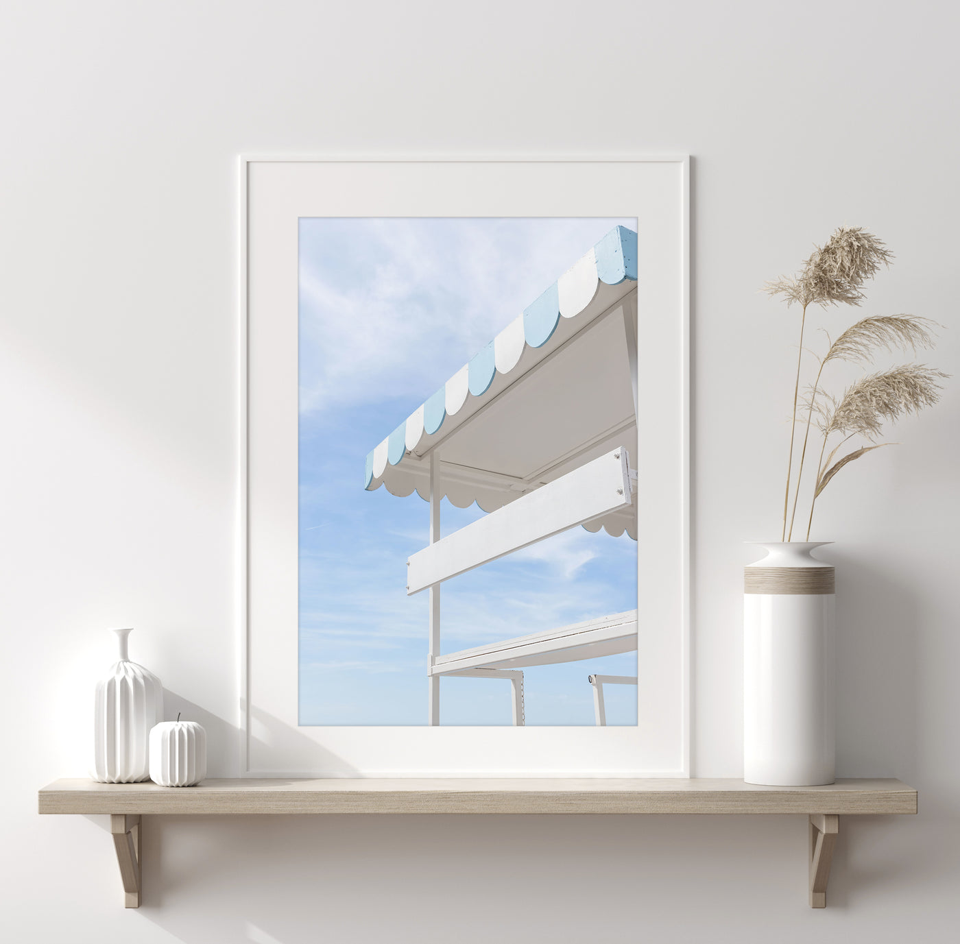 Lifeguard Tower - Blue and white art print by Cattie Coyle Photography