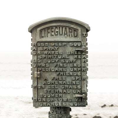 Lifeline – California lifeguard telephone box art print by Cattie Coyle Photography