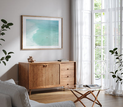 Framed wall art by Cattie Coyle Photography in living room