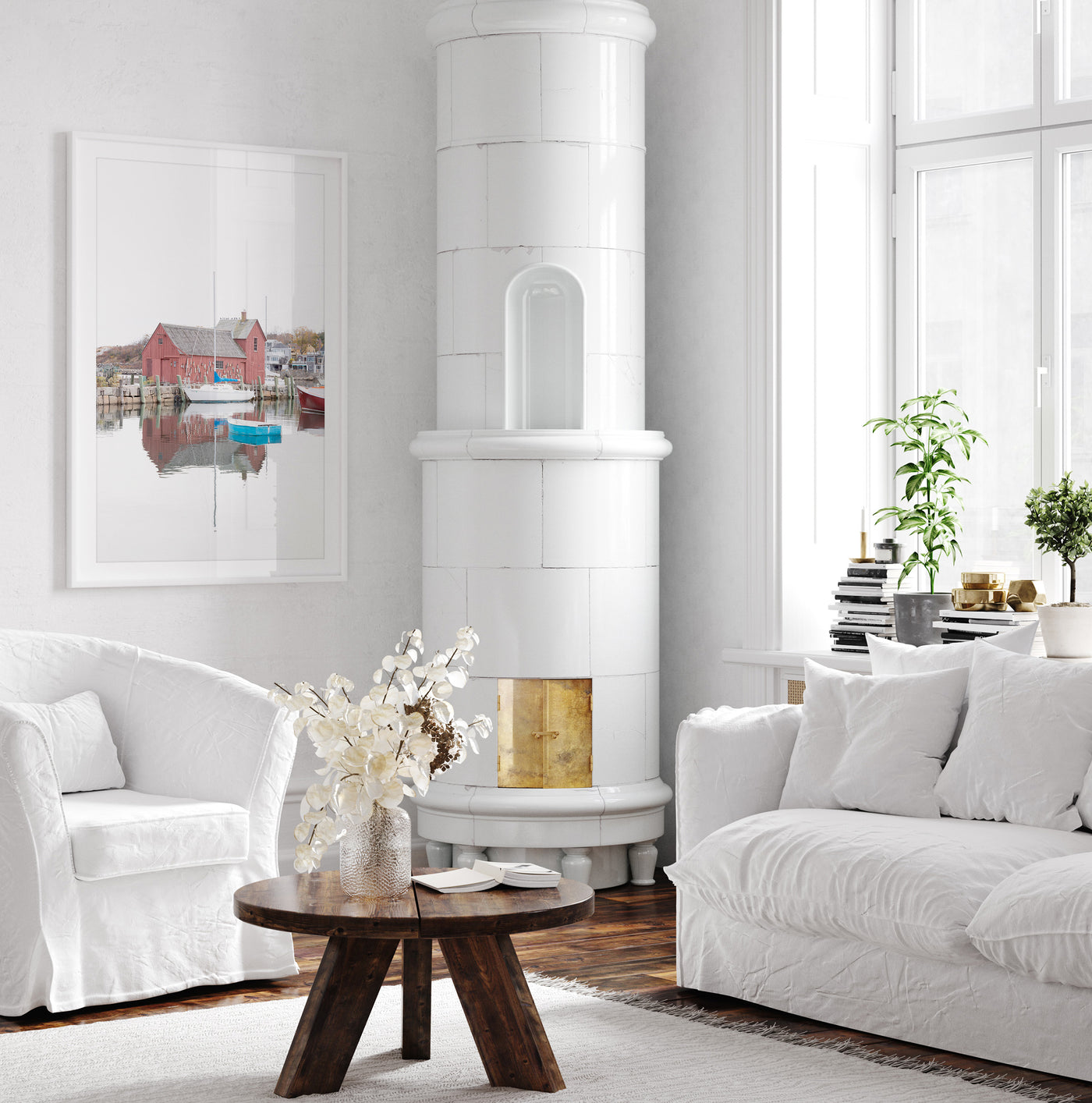 Motif No 1 - Rockport, Massachusetts, art print by Cattie Coyle Photography in living room