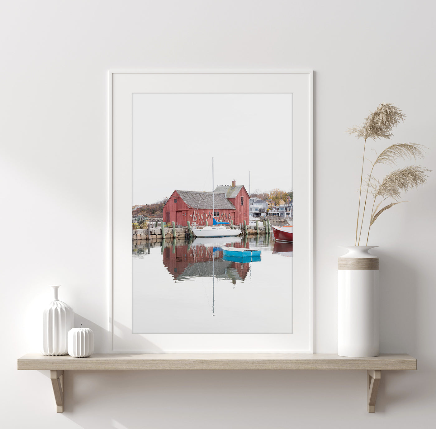 Motif No 1 - Rockport, Massachusetts, art print by Cattie Coyle Photography on shelf