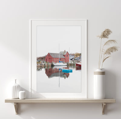 Motif No 1 - Rockport, Massachusetts, art print by Cattie Coyle Photography on shelf