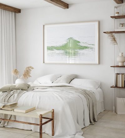 Ocean Waves No 1 - Large framed ocean print by Cattie Coyle Photography in bedroom