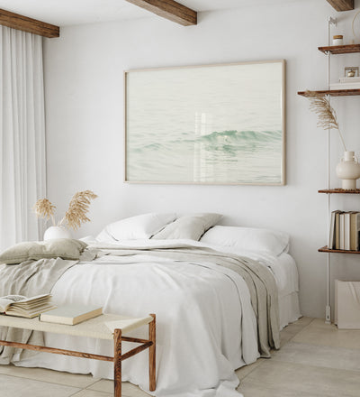 Ocean Waves No 7 - Large ocean photography wall art by Cattie Coyle in bedroom