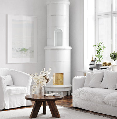 Ocean photography art print by Cattie Coyle Photography in living room