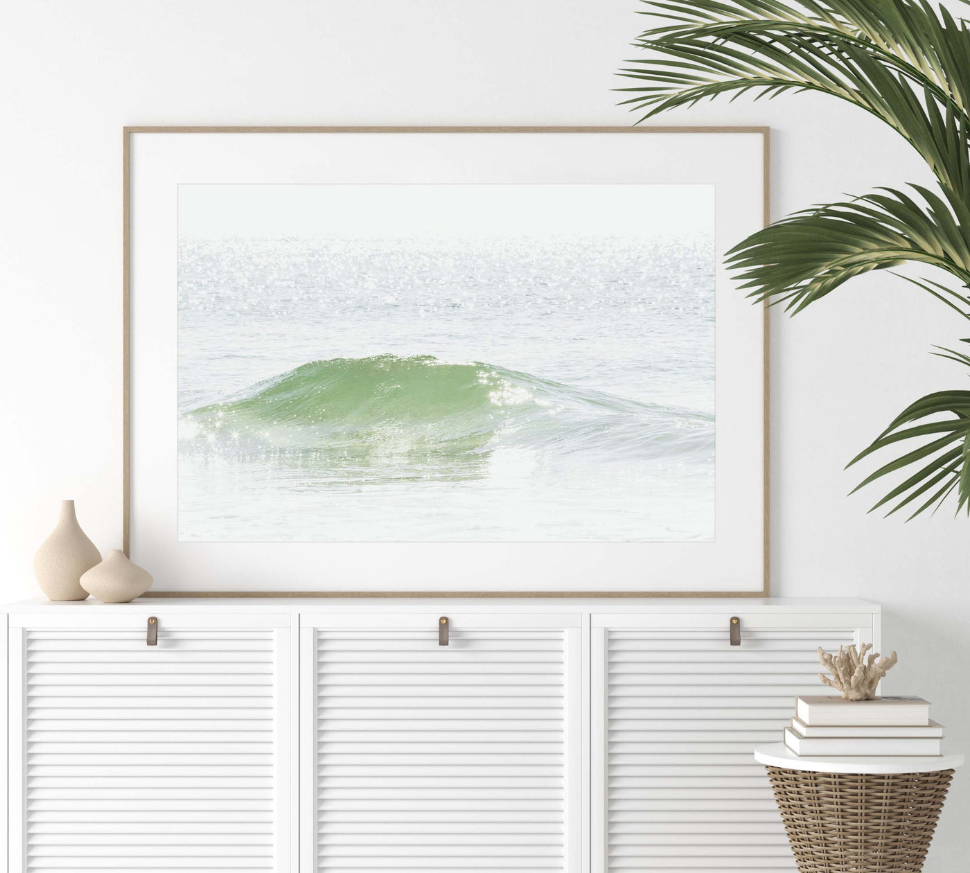 Ocean Waves No 3 - Sea scape wall art by Cattie Coyle Photography on white dresser