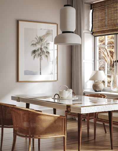 Palm tree print by Cattie Coyle Photography in dining room