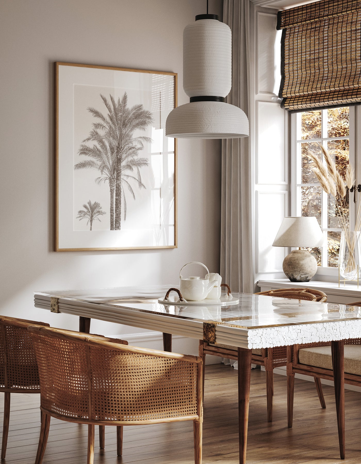 Palm Trees print by Cattie Coyle Photography in dining room