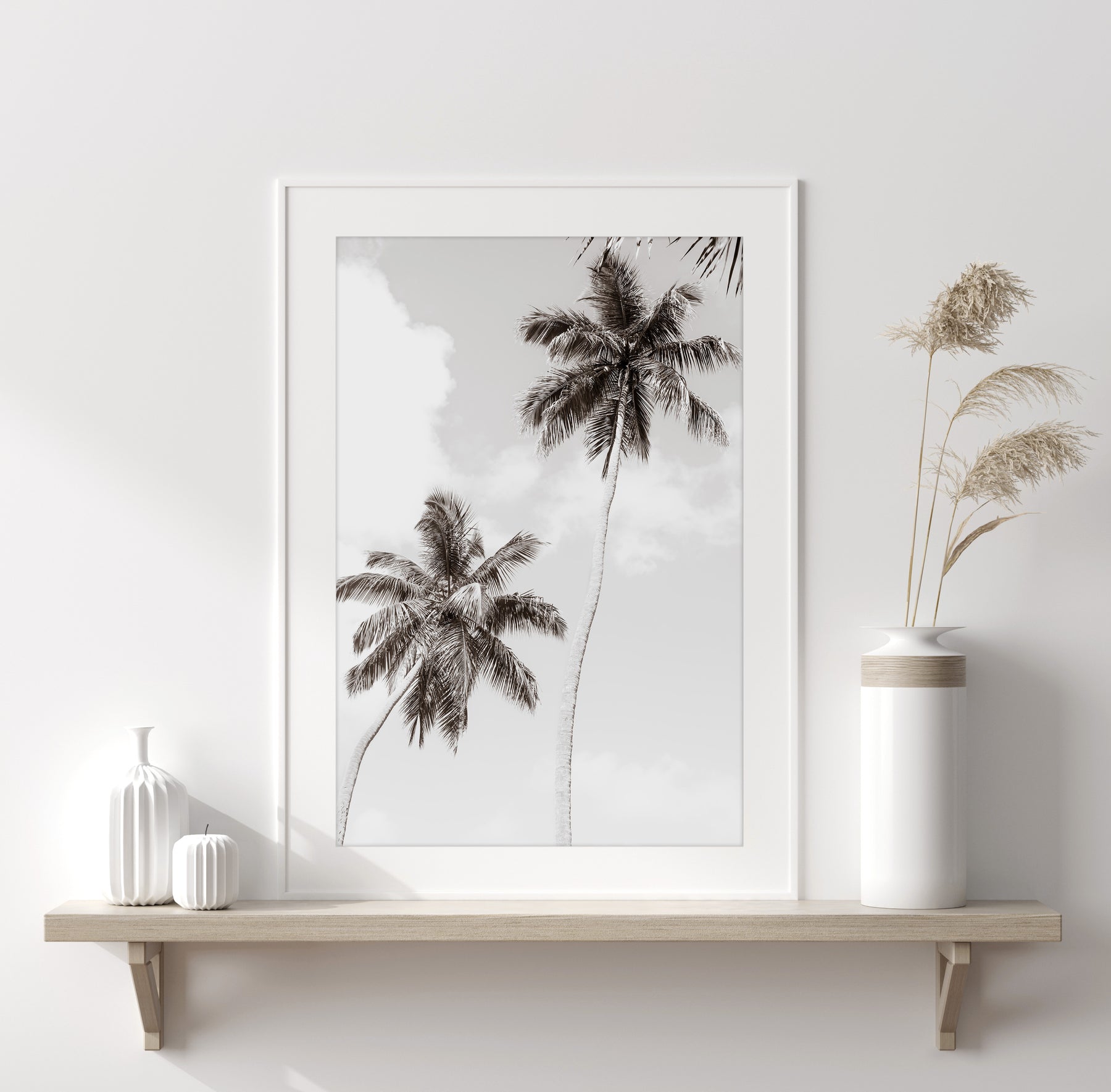 Black and White Palm Tree Art Print by Cattie Coyle Photography