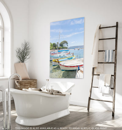 Port de l'Olivette - Acrylic glass art print by Cattie Coyle Photography in bathroom