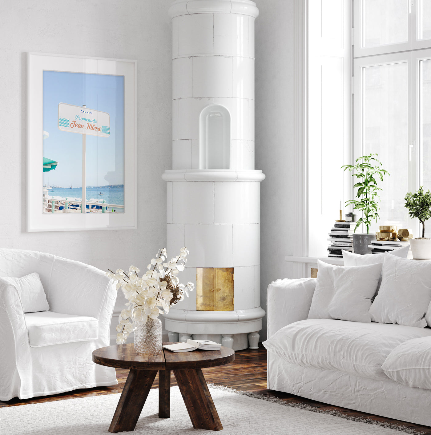 Large French Wall Art by Cattie Coyle Photography: Promenade Jean Hibert, Cannes, in living room