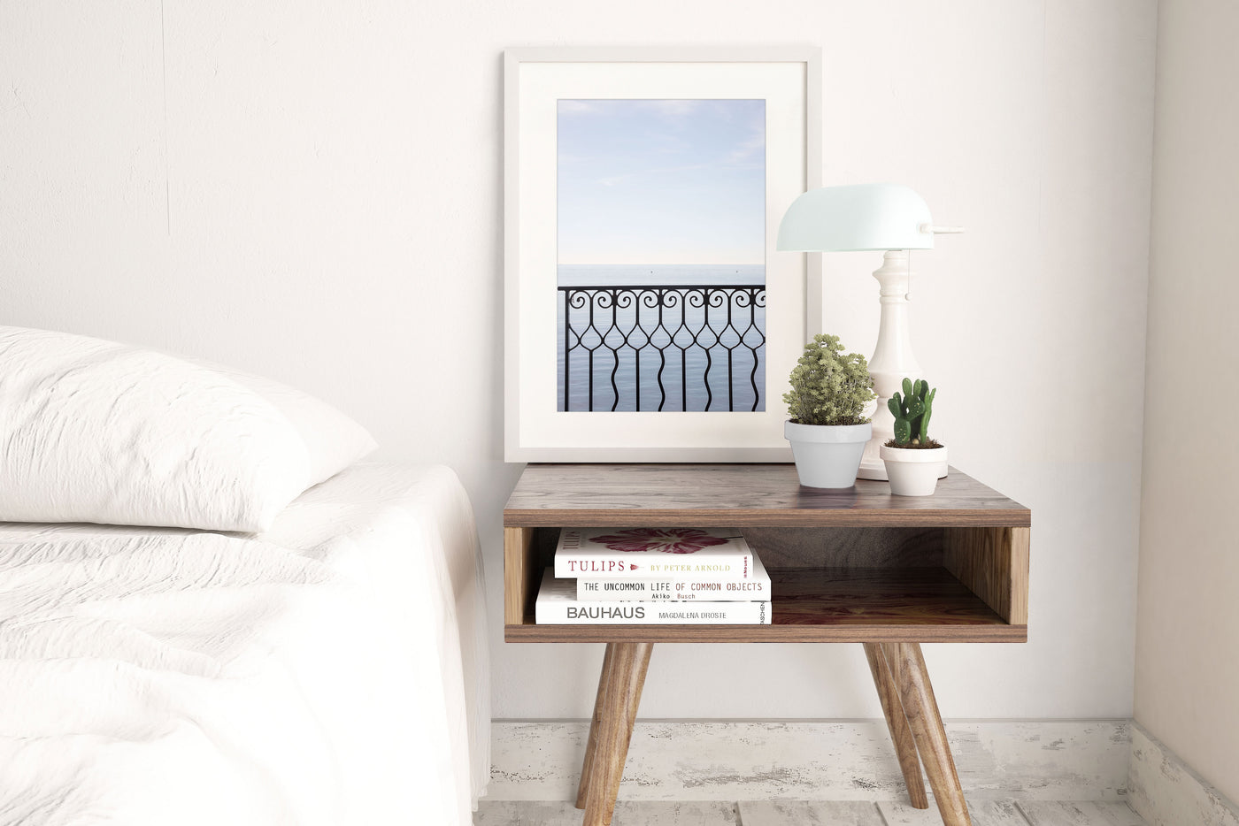 Quiet Morning - Relaxing blue art print by Cattie Coyle Photography in bedroom