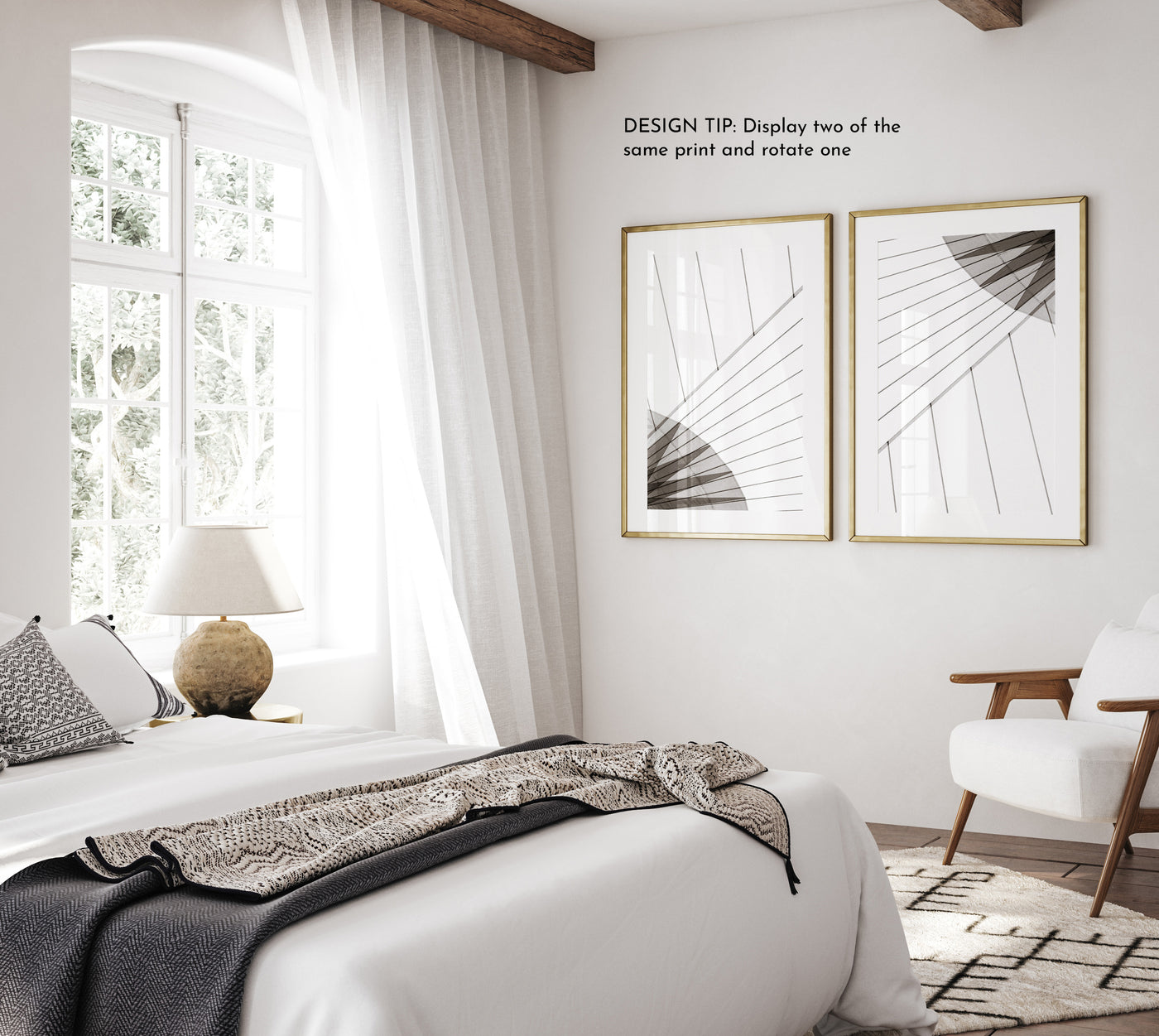 Sail No 11 – Abstract wall art black and white prints by Cattie Coyle Photography in bedroom