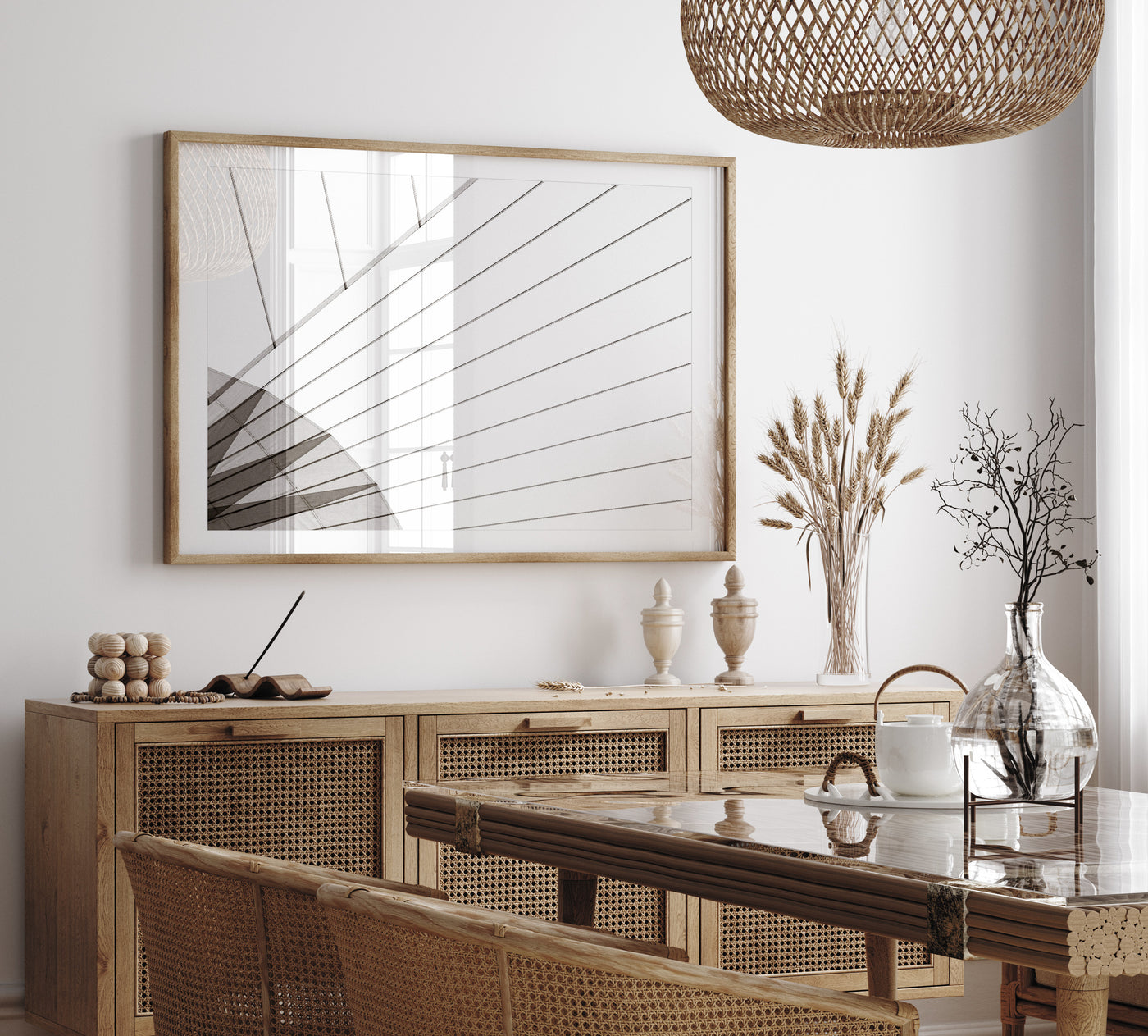 Abstract art patterns in black and white - Fine art print by Cattie Coyle Photography in dining room