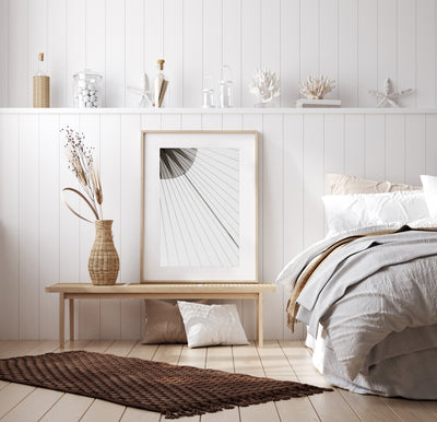Sail No 13 – Abstract geometric art print by Cattie Coyle Photography in bedroom