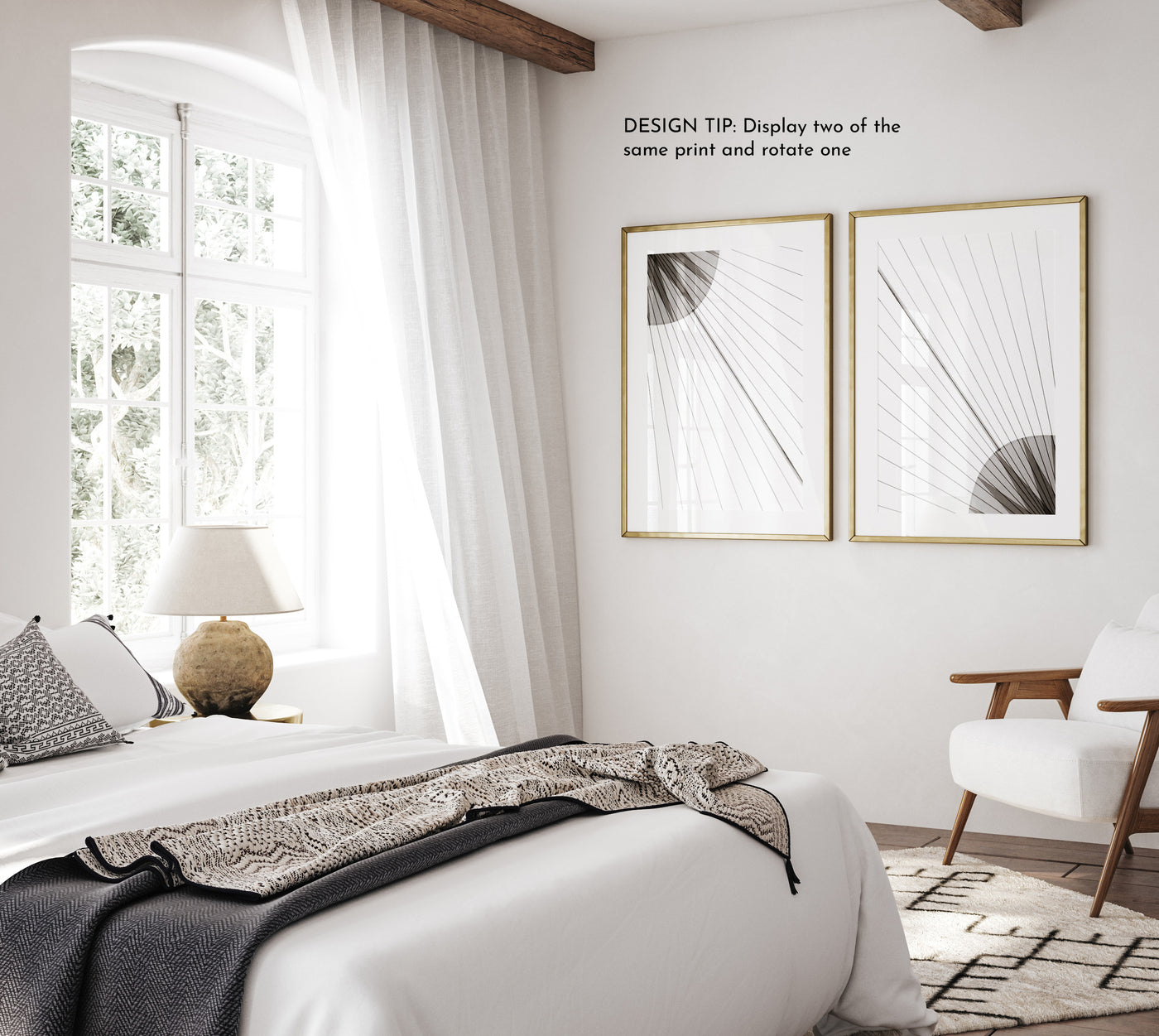 Sail No 13 – Abstract geometric art prints by Cattie Coyle Photography in bedroom