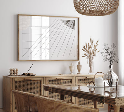 Sail - Large abstract black and white fine art print by Cattie Coyle Photography in dining room