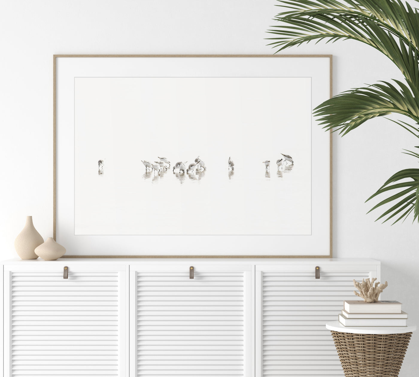 Sandpipers No 4 - Birds wall art by Cattie Coyle Photography on dresser