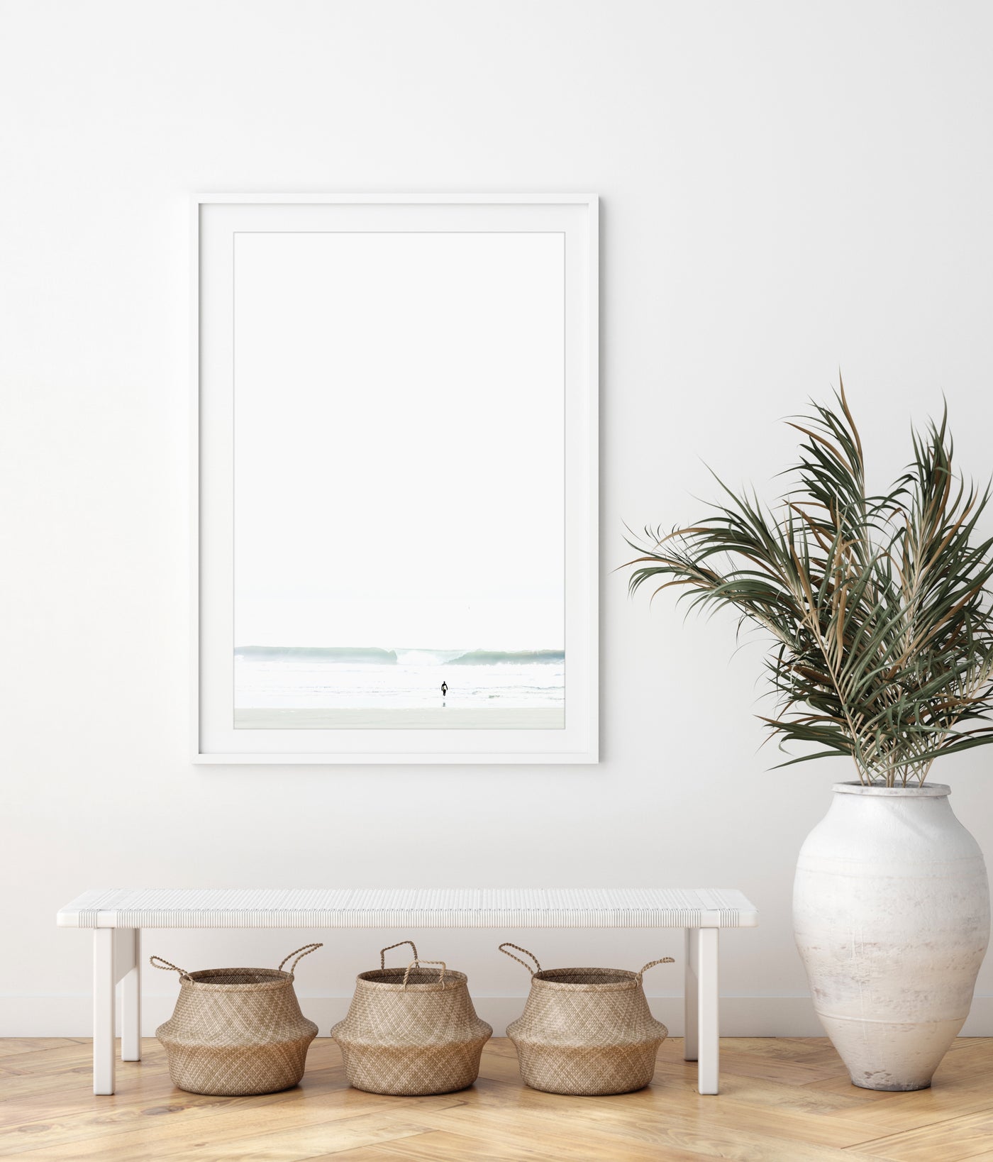 Surfer art print by Cattie Coyle Photography in entryway
