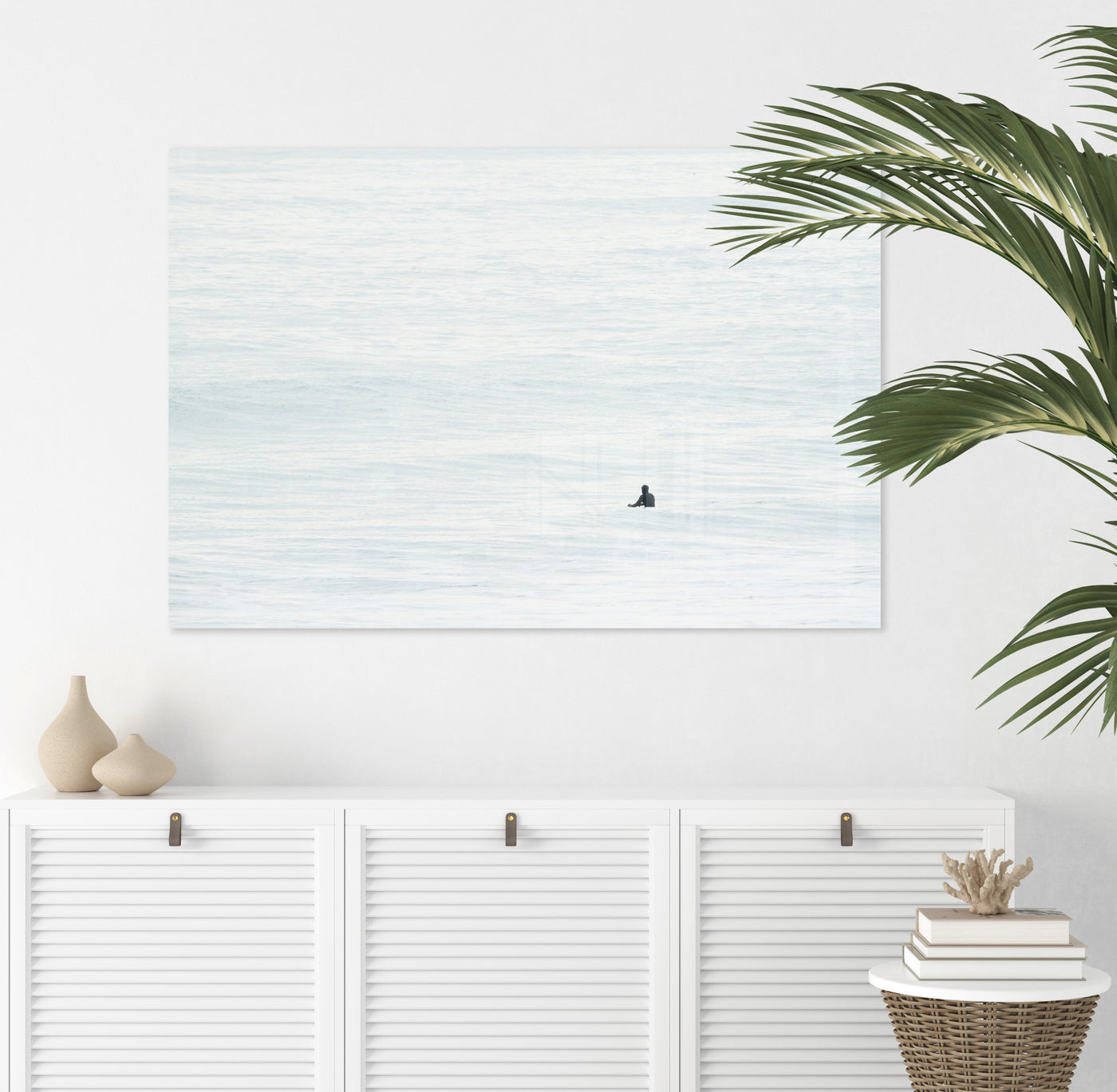 Surfer No 6 - Acrylic glass print by Cattie Coyle Photography above dresser