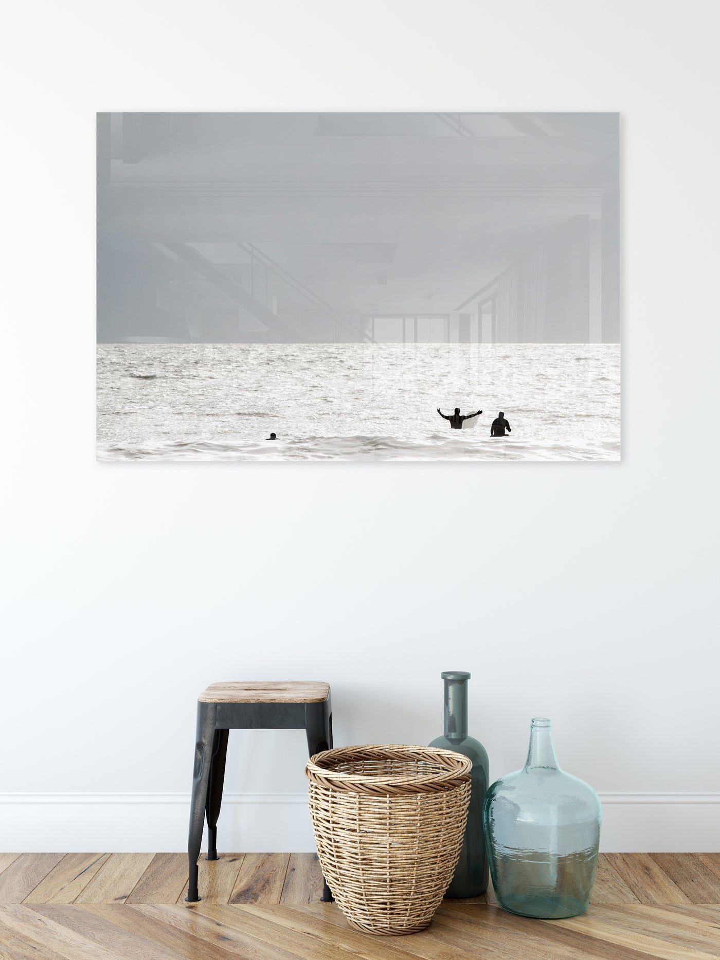 Large surfing acrylic glass print by Cattie Coyle Photography