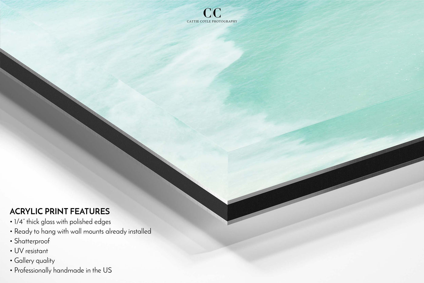 Magoito – Seafoam green ocean acrylic glass print by Cattie Coyle Photography