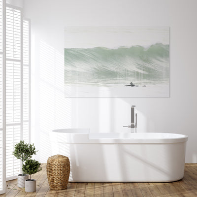 Surfing No 4 - Acrylic glass print by Cattie Coyle Photography in bathroom