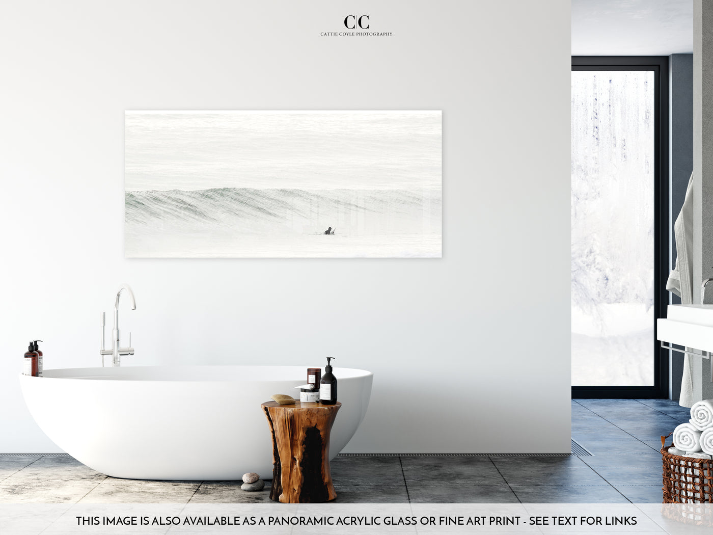 Large panoramic surfing art print by Cattie Coyle Photography