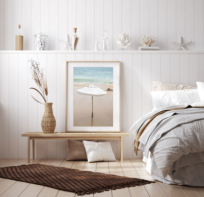 Umbrella – Beach art print by Cattie Coyle Photography in bedroom