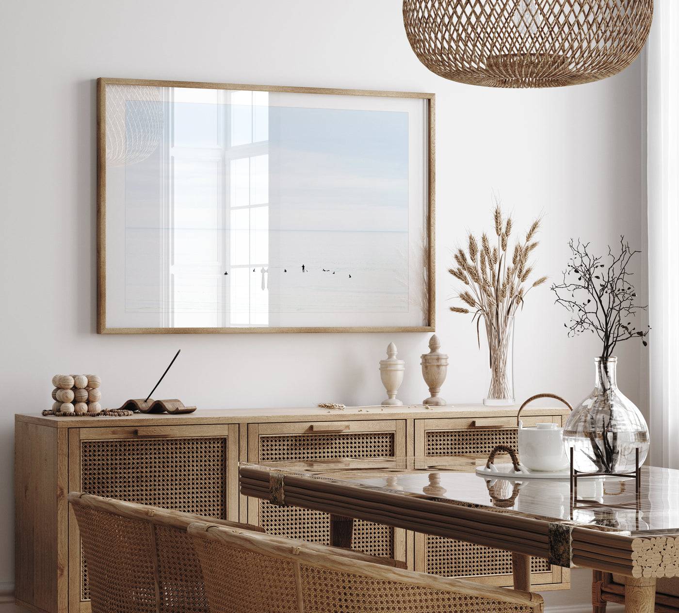 Surf art print by Cattie Coyle Photography in dining room. All rights reserved.