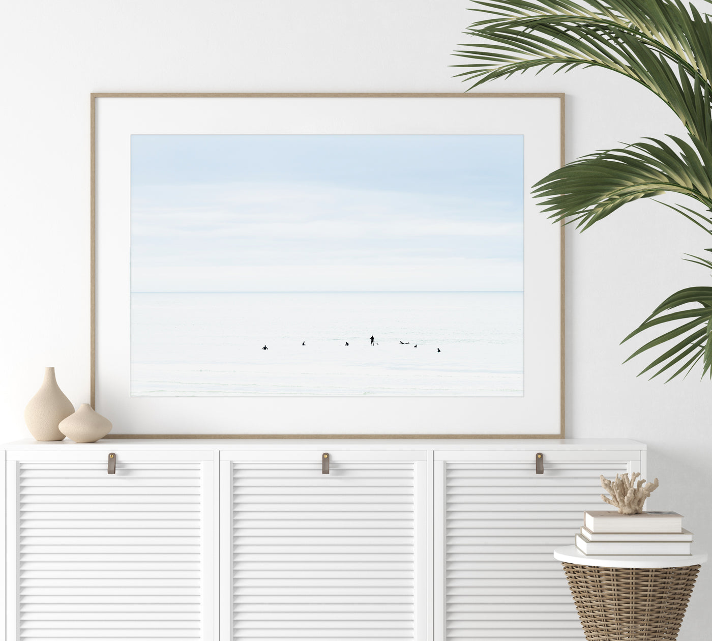 Surf art print by Cattie Coyle Photography above dresser. All rights reserved.