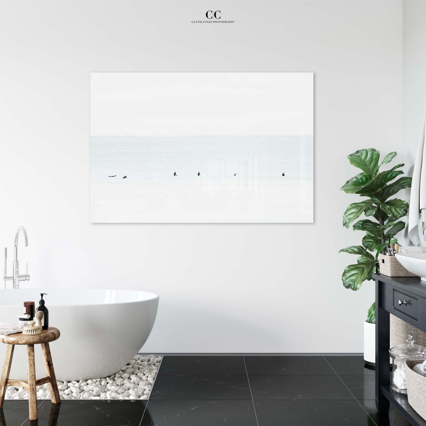 Waiting No 7 - Acrylic glass surfing print by Cattie Coyle Photography in bathroom. Copyright 2017. All rights reserved.
